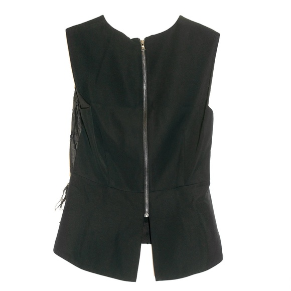 BCBGMaxAzria Feathered Peplum Sleeveless Blouse - Picture 3 of 5